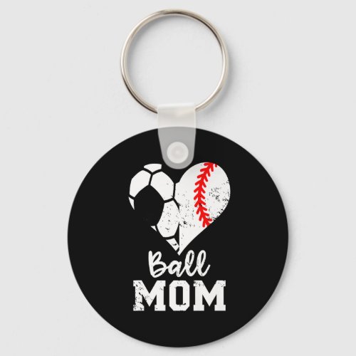 Ball Mom Heart Funny Baseball Soccer Mom Costume U Keychain