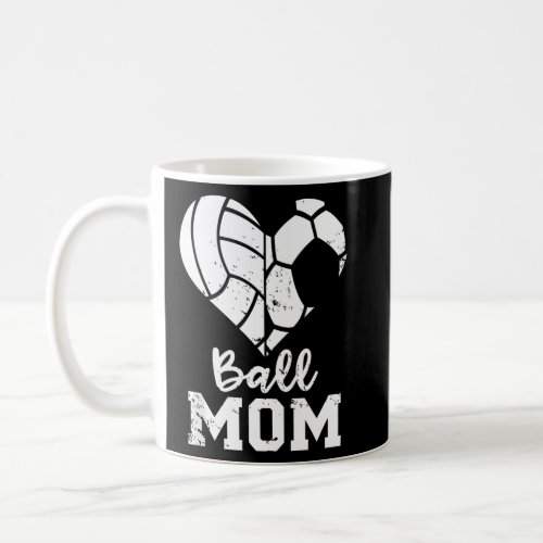 Ball Mom Heart Funny Soccer Volleyball Mom  Coffee Mug