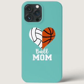 Ball Mom Heart Funny Volleyball Basketball Mom  iPhone 13 Pro Max Case