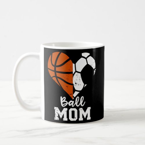 Ball Mom Heart Soccer Basketball Mom Coffee Mug