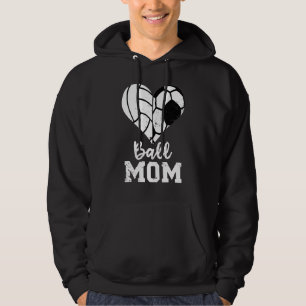 Ball Mom Heart Soccer Volleyball Mom Hoodie