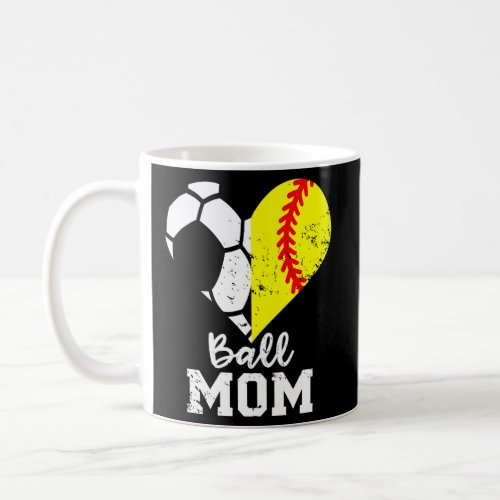 Ball Mom Heart Softball Soccer Mom Coffee Mug