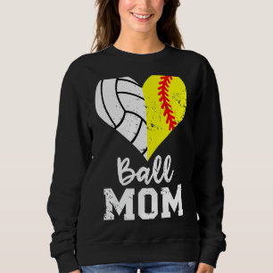 Ball Mom Heart Softball Volleyball Mom Sweatshirt