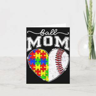 Ball mom mama autism awareness day baseball heart card