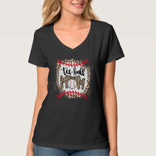 Ball Mom Mother's Day Tee Teeball Mom Leopard Funn (Front)