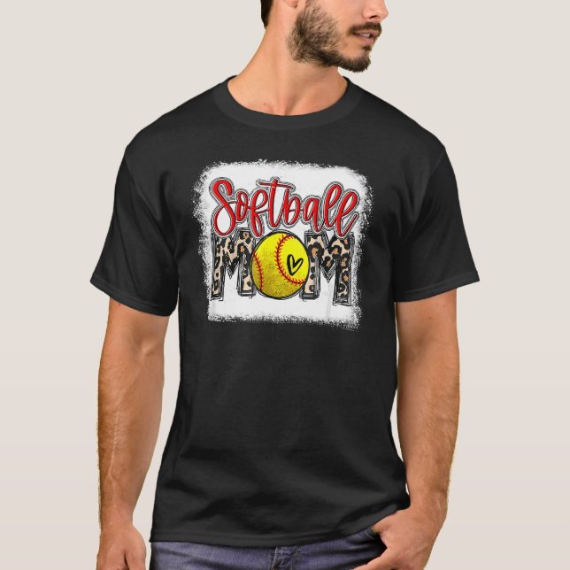 Ball Mom Mother's Day Teeball Mom Leopard  12 T-Shirt (Front)