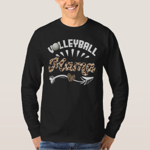 Ball Mom Mother's Day Volleyball Mama Leopard T-Shirt