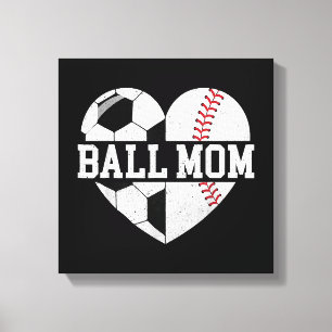 Ball Mom Shirt Heart Funny Baseball Soccer Mom Canvas Print