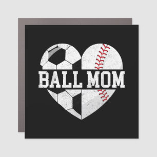 Ball Mom Shirt Heart Funny Baseball Soccer Mom Car Magnet