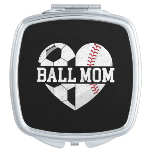 Ball Mom Shirt Heart Funny Baseball Soccer Mom Compact Mirror