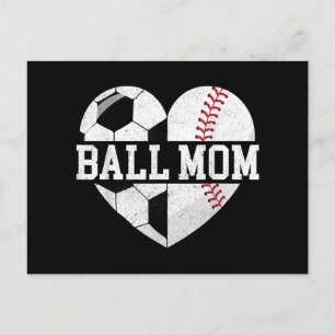 Ball Mom Shirt Heart Funny Baseball Soccer Mom Holiday Postcard