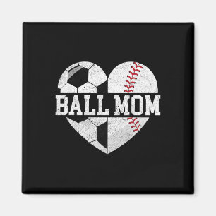 Ball Mom Shirt Heart Funny Baseball Soccer Mom  Magnet