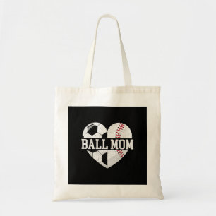 Ball Mom Shirt Heart Funny Baseball Soccer Mom Tote Bag