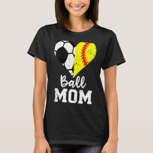 Ball Mommom Heart  Soccer Softball Mom Mom T-Shirt