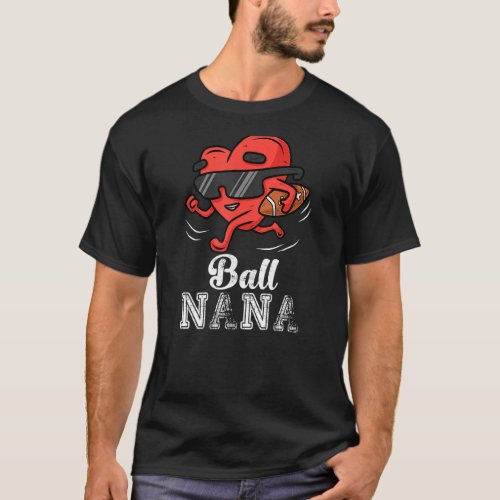 Ball Nana Heart  American Football Grandma Valenti T_Shirt