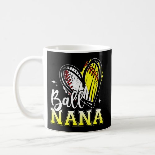 Ball Nana Heart Baseball Softball Grandma MotherS Coffee Mug