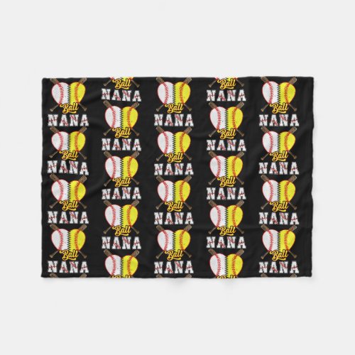 Ball Nana Softball Baseball Lovers Funny Mothers Fleece Blanket