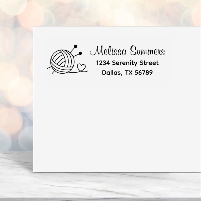 Ball of Knitting Yarn Craft Address Self-inking Stamp (Creator Uploaded)