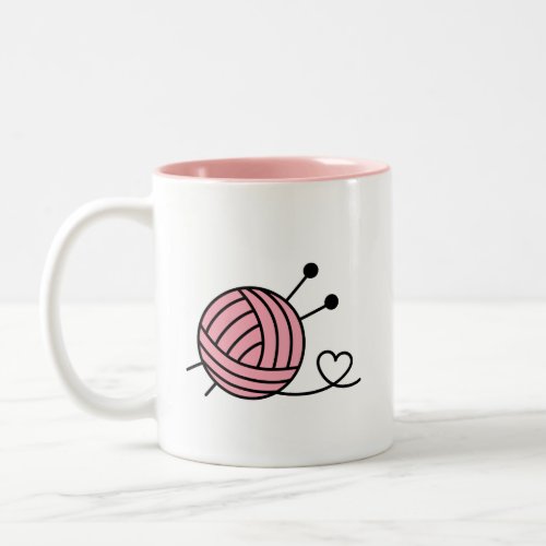 Ball of Knitting Yarn Craft _ All You Knit is Love Two_Tone Coffee Mug