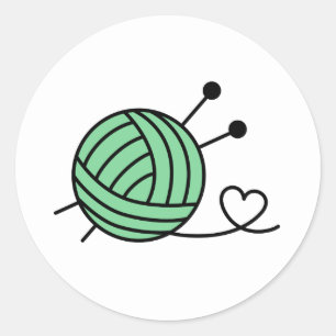 Ball of Knitting Yarn Craft - Custom Color Classic Round Sticker