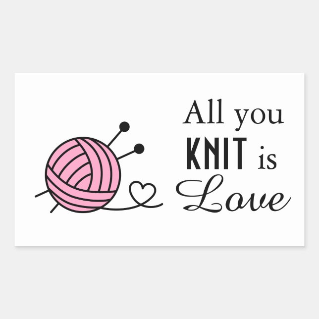 Ball of Knitting Yarn Craft - Custom Color Rectangular Sticker (Front)