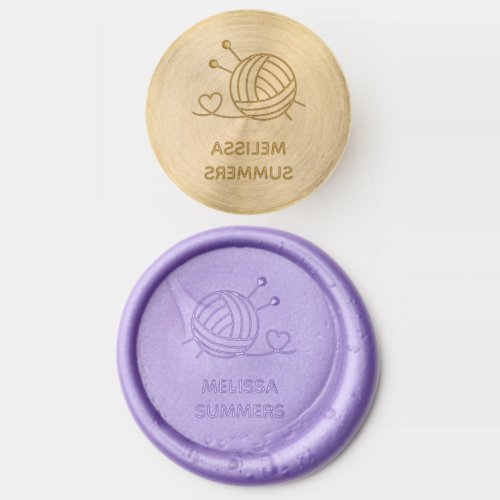 Ball of Knitting Yarn Craft Custom Name Wax Seal Stamp