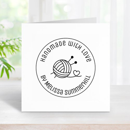 Ball of Knitting Yarn Craft Handmade with Love 2 Rubber Stamp
