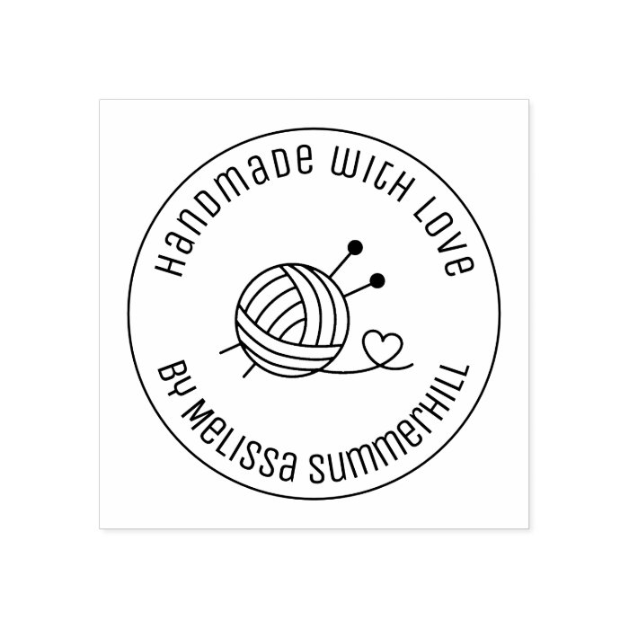 Ball of Knitting Yarn Craft Handmade with Love 2 Rubber Stamp