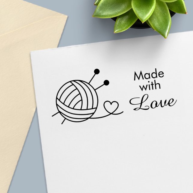 Ball of Knitting Yarn Craft - Made with Love Self-inking Stamp (Creator Uploaded)
