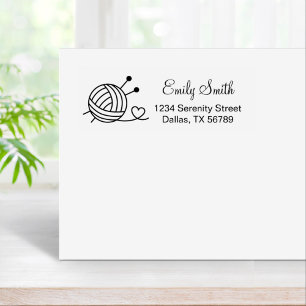 Ball of Knitting Yarn Craft Return Address Rubber Stamp