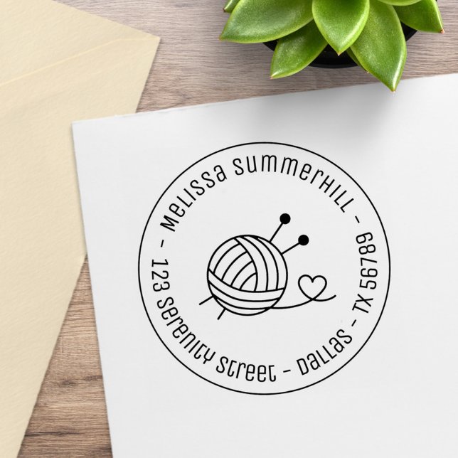 Ball of Knitting Yarn Craft Round Address 3 Rubber Stamp (Creator Uploaded)