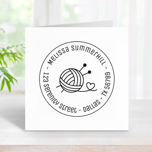 Ball of Knitting Yarn Craft Round Address 3 Rubber Stamp