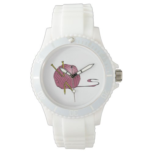 Ball of Yarn Knitting Needles Design Wrist Watch