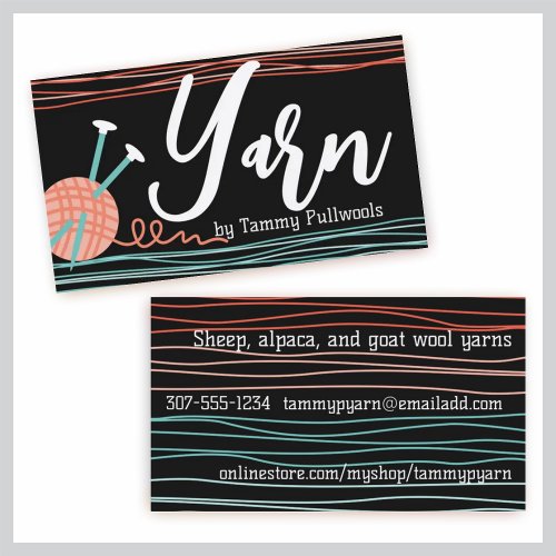 ball of yarn knitting crochet crafts business card