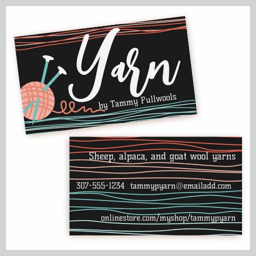 Customizable ball of yarn knitting crochet crafts business card