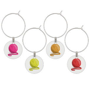 Ball of Yarn Wine Glass Markers Charm