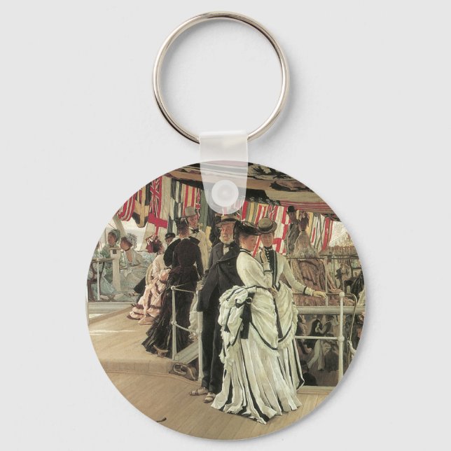Ball on Shipboard by James Tissot, Victorian Art Keychain (Front)