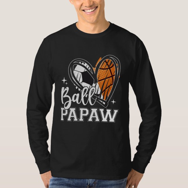 Ball Papaw Soccer Basketball Heart T-Shirt (Front)
