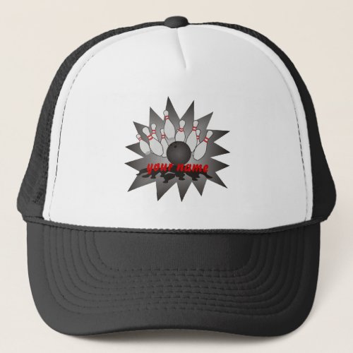 Ball Pins Strike Personalized Bowling Trucker Hat