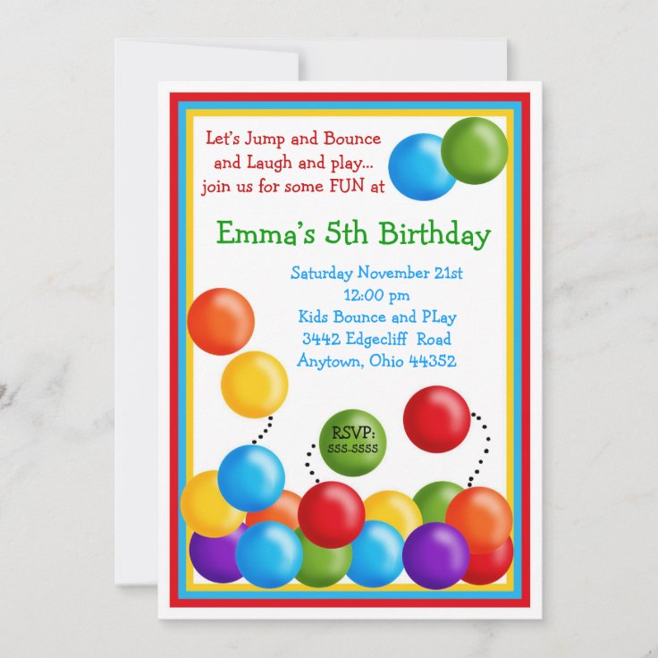 Ball Pit, Bounce House, Birthday Invitations | Zazzle