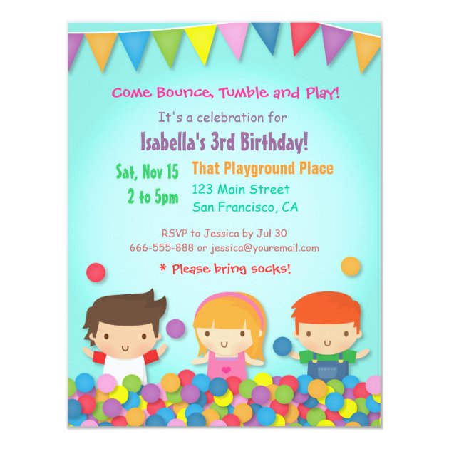 ball pit cute kids birthday party invitations zazzle com kid birthday invitations