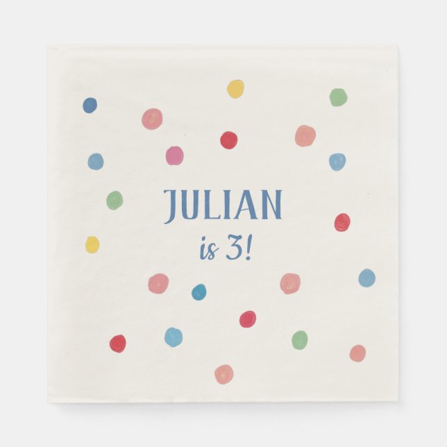 Ball Pit Polka Dots Kids Birthday Party Napkins (Front)