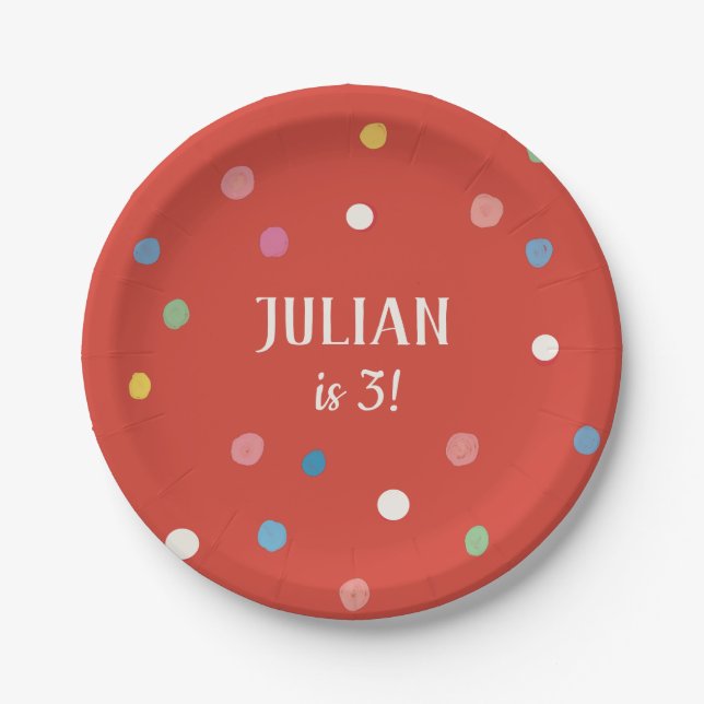 Ball Pit Polka Dots Kids Birthday Party Paper Plates (Front)