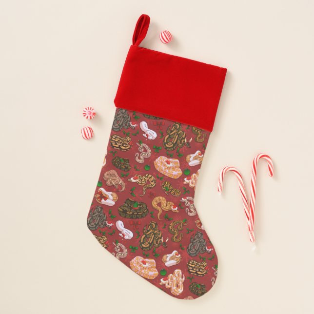 Ball Python Morph Holiday Red Christmas Stocking (Front)