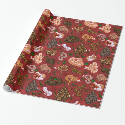 Ball Python Morph Holiday Red Wrapping Paper