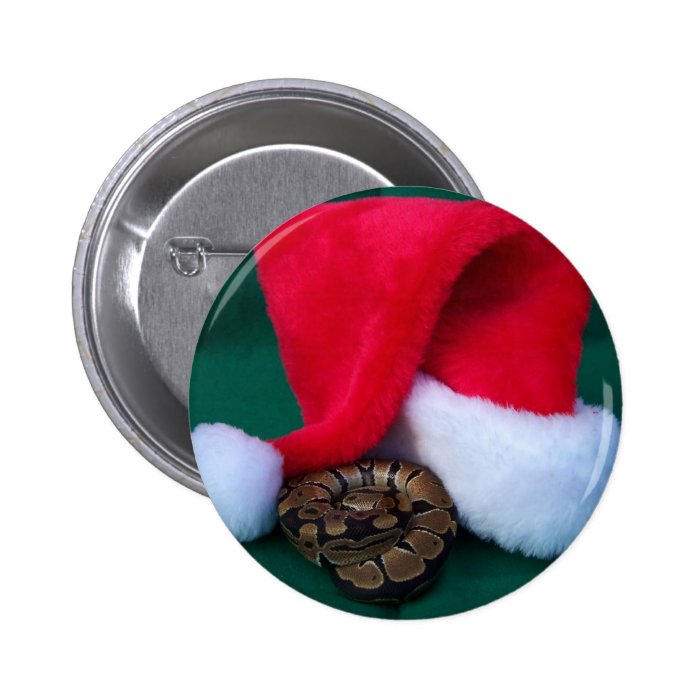Ball Python next to Santa Hat, snake Christmas Pin