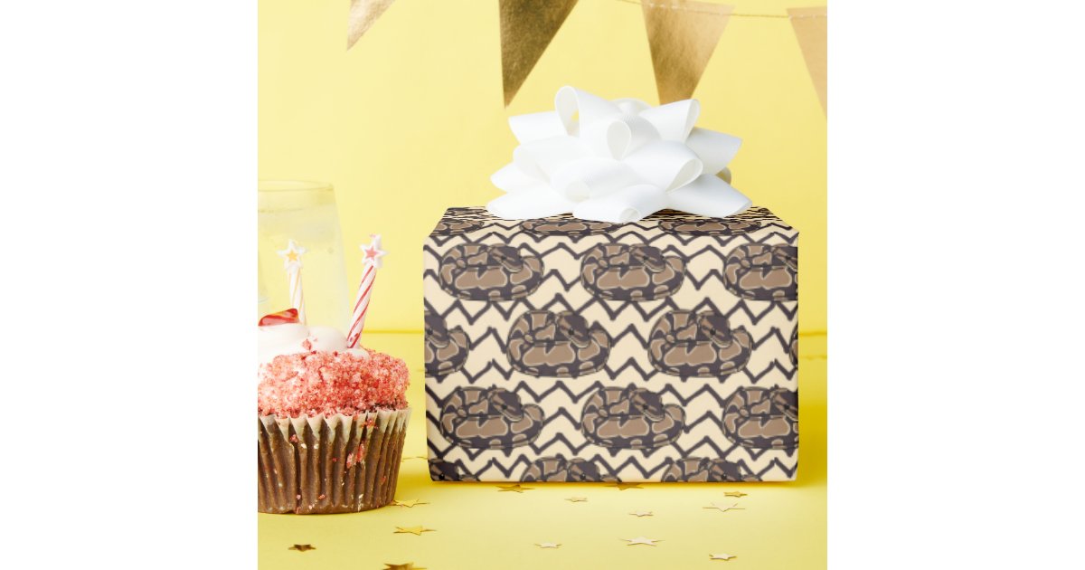 Ball Python Snake, Brown and Tan Illustrated Wrapping Paper | Zazzle