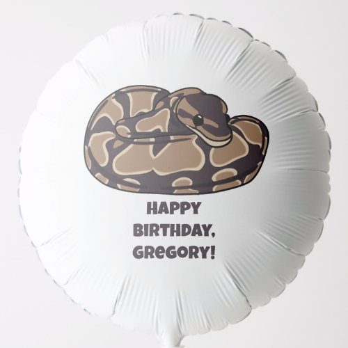 Ball Python Snake Brown and Tan Personalized Balloon