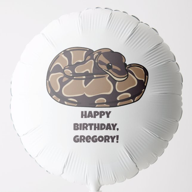Ball Python Snake, Brown and Tan Personalized Balloon (Front)