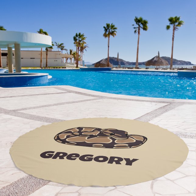 Ball Python Snake, Brown and Tan Personalized  Beach Towel (Pool)